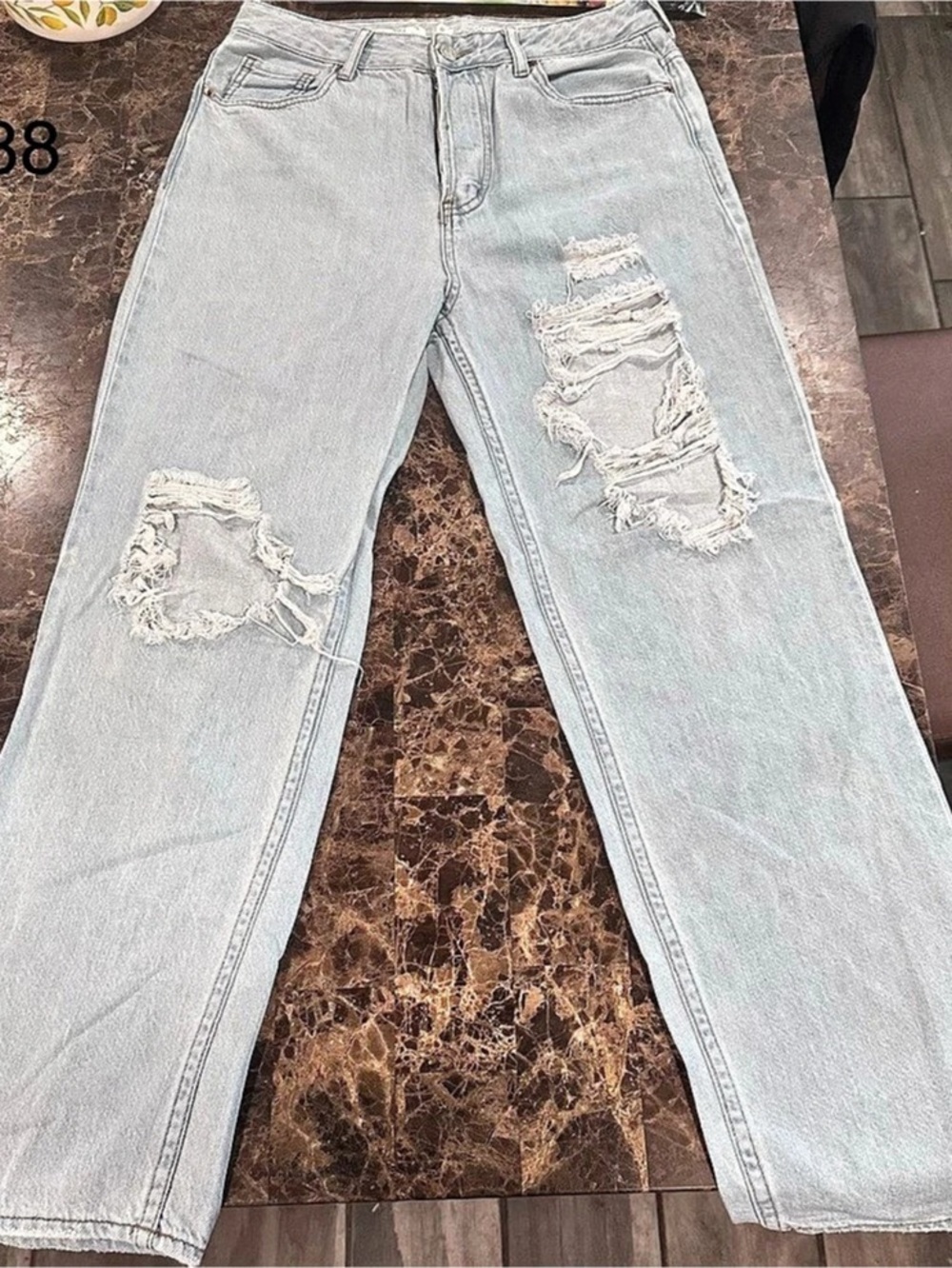 S. O.N.G 90s Boyfriend Jean Distressed Jeans in Blue Size 9/29